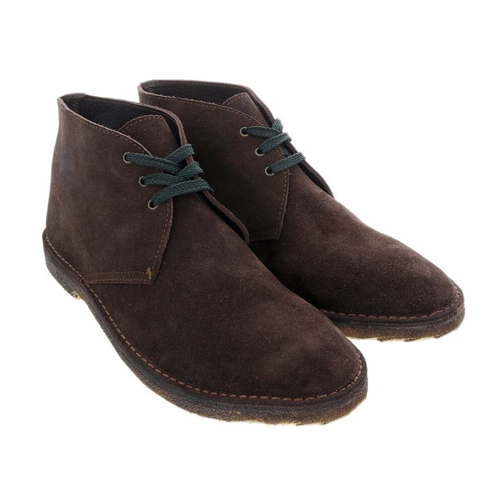 DANIELA FARGION Brown Suede Dark Green Laced Leather Derby Shoes-